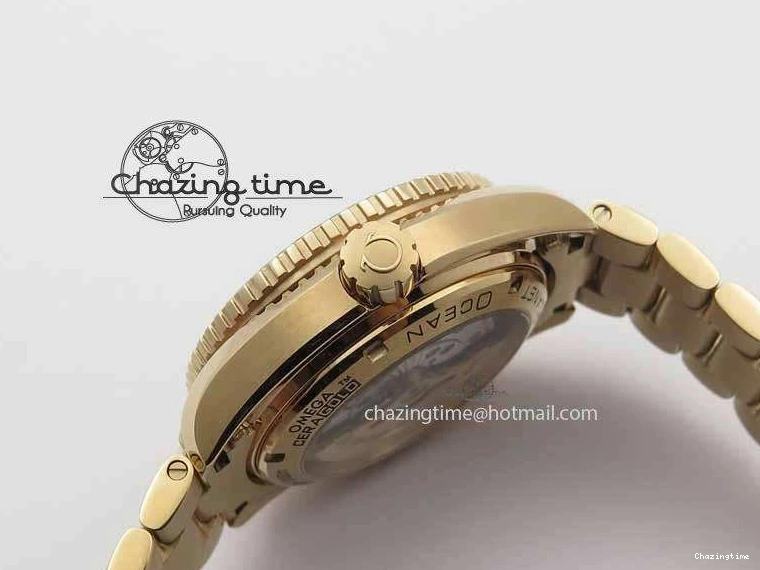 0305 Efficient Planet Ocean GMT 43.5mm RG V6F 1:1 Best Edition Black Dial On RG Bracelet A 8182